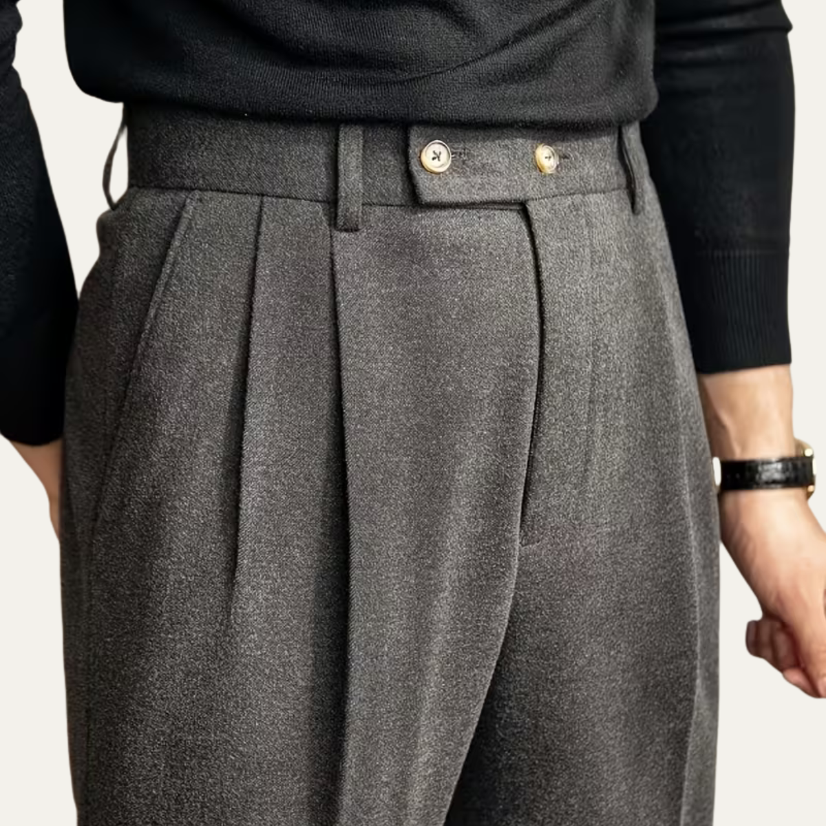 The Gold Coast Men’s High Waisted Pleated Straight Leg Dress Trousers