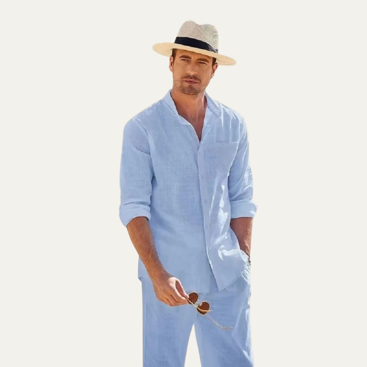 The Monferrato Men’s Linen Shirt and Trousers Set – Casual Two Piece Outfit