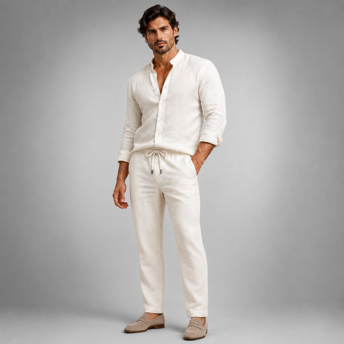The Barolo Men’s Linen Shirt and Trousers Set – Trendy Two Piece Outfit