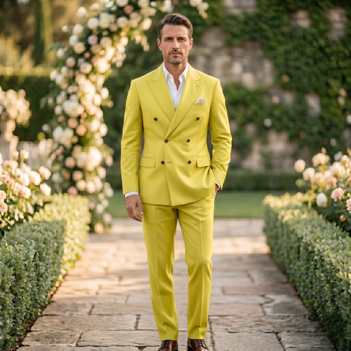 The Trento Men’s Double Breasted Suit – Classic Formal Jacket and Trousers Set