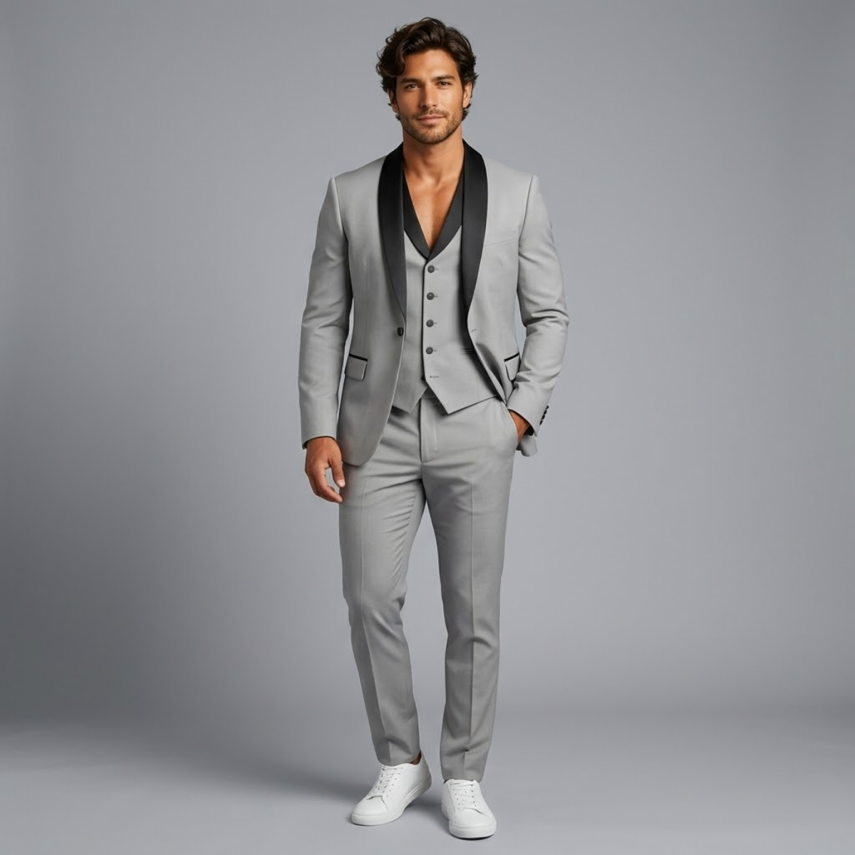 The Alba Men’s Classic 3 Piece Suit Set – Blazer Gilet and Trousers Formal Suit