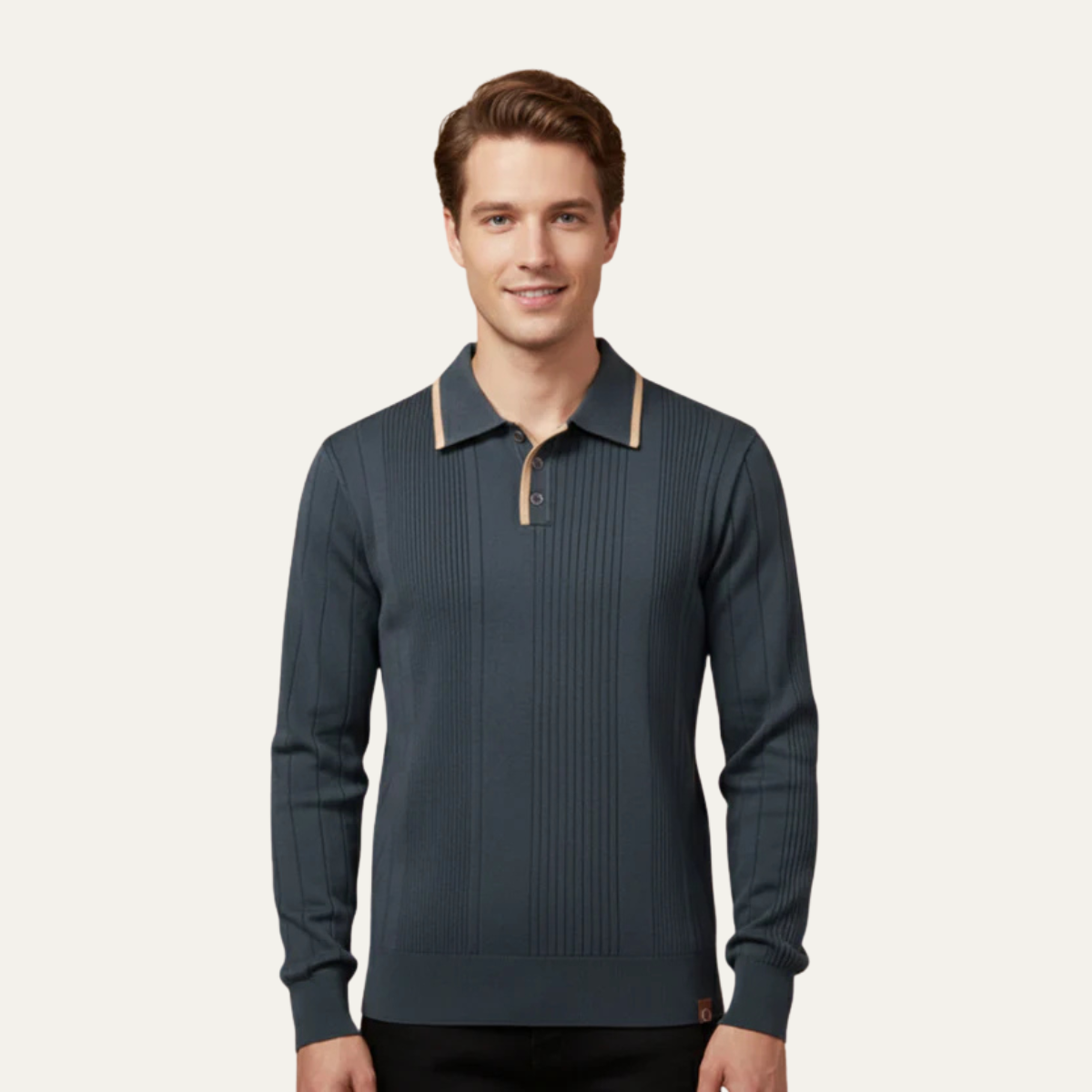 Men’s Ribbed Knit Polo Jumper
