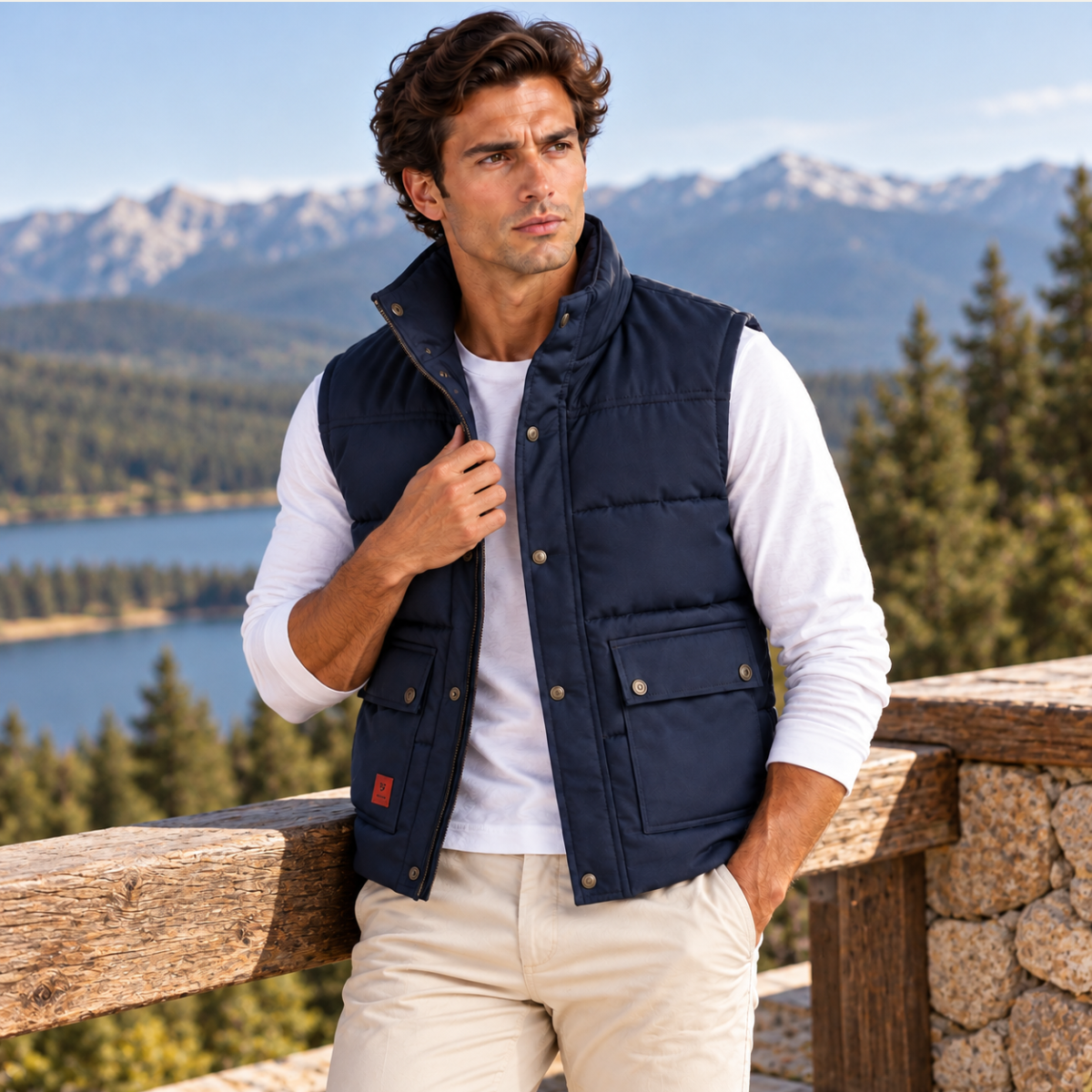Aspen Men's Modern Fleece-Lined Winter Vest for Warmth
