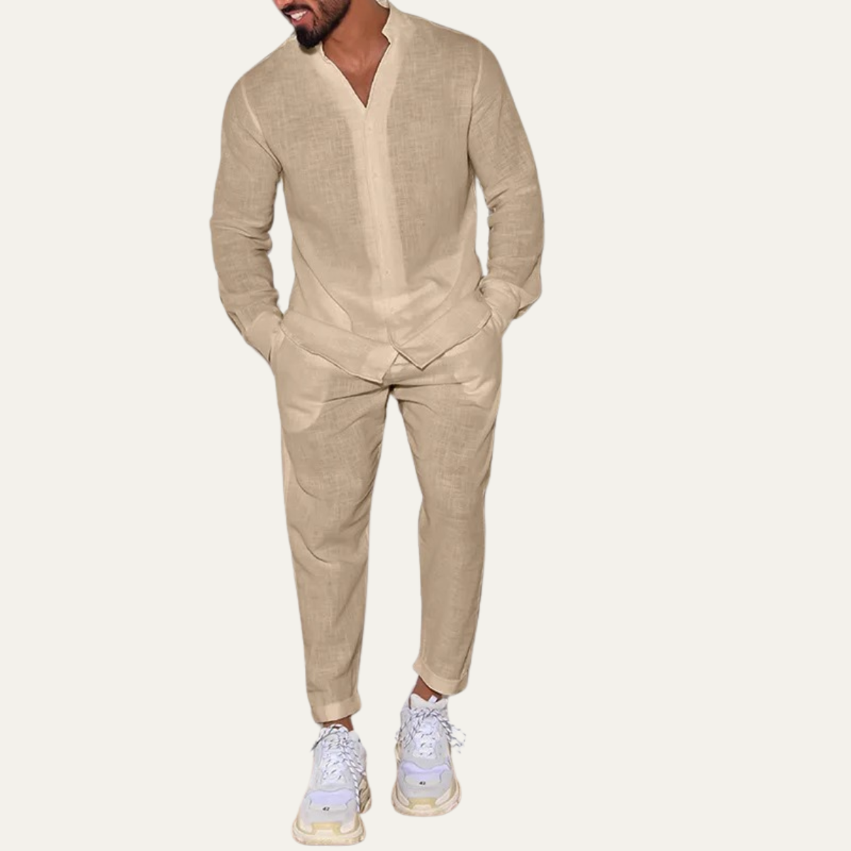 The Trento Men’s Linen Shirt and Trousers Set – Casual Two Piece Outfit