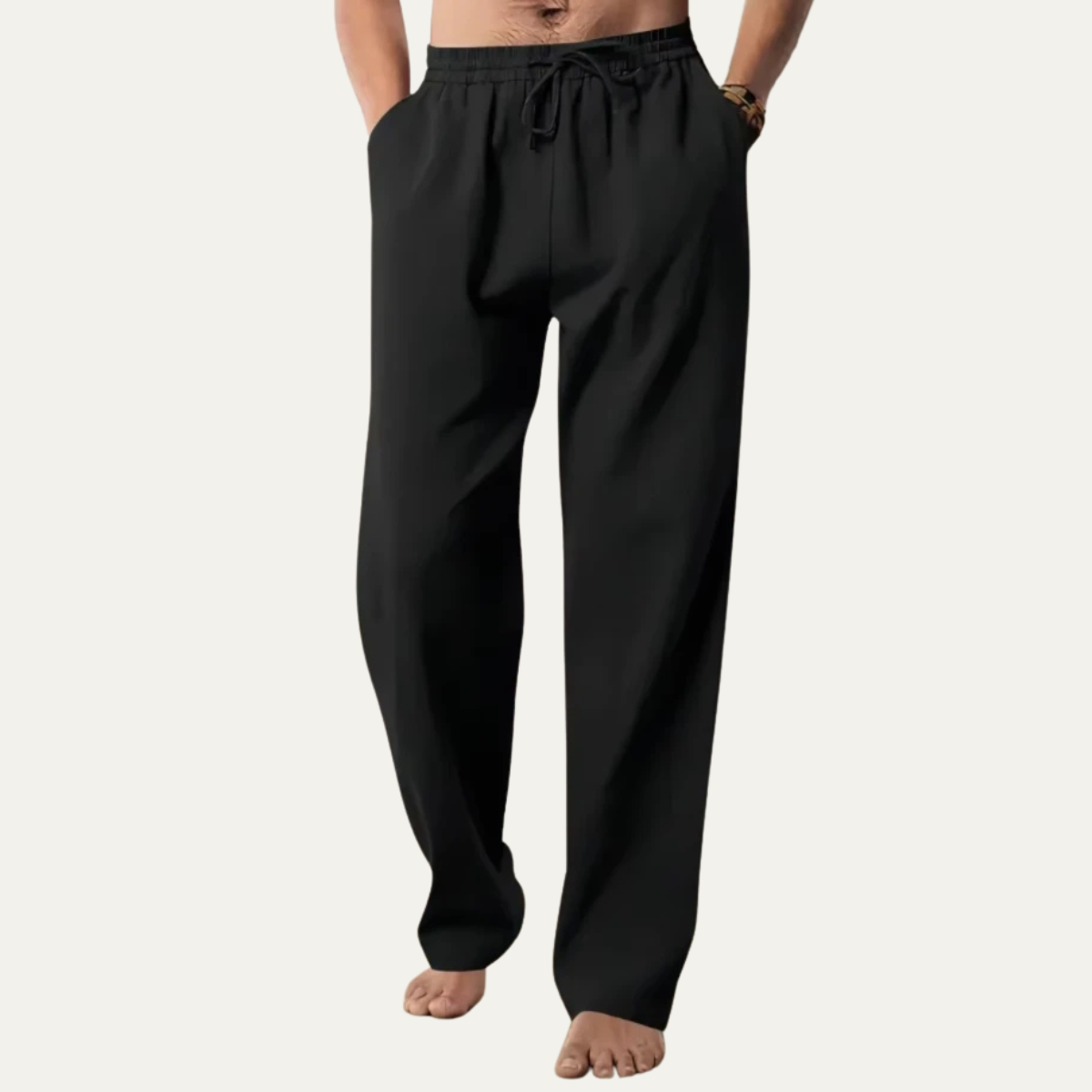 The Barbaresco Men’s Relaxed Fit Elastic Waist Casual Linen Trousers