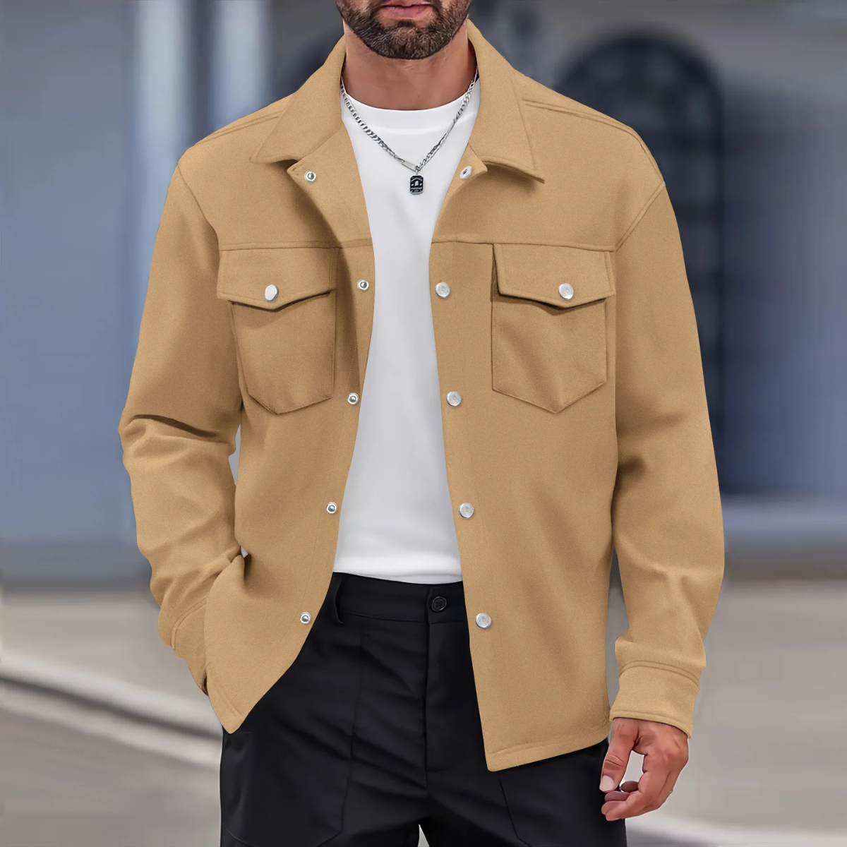 Men’s Button Up Casual Overshirt Jacket