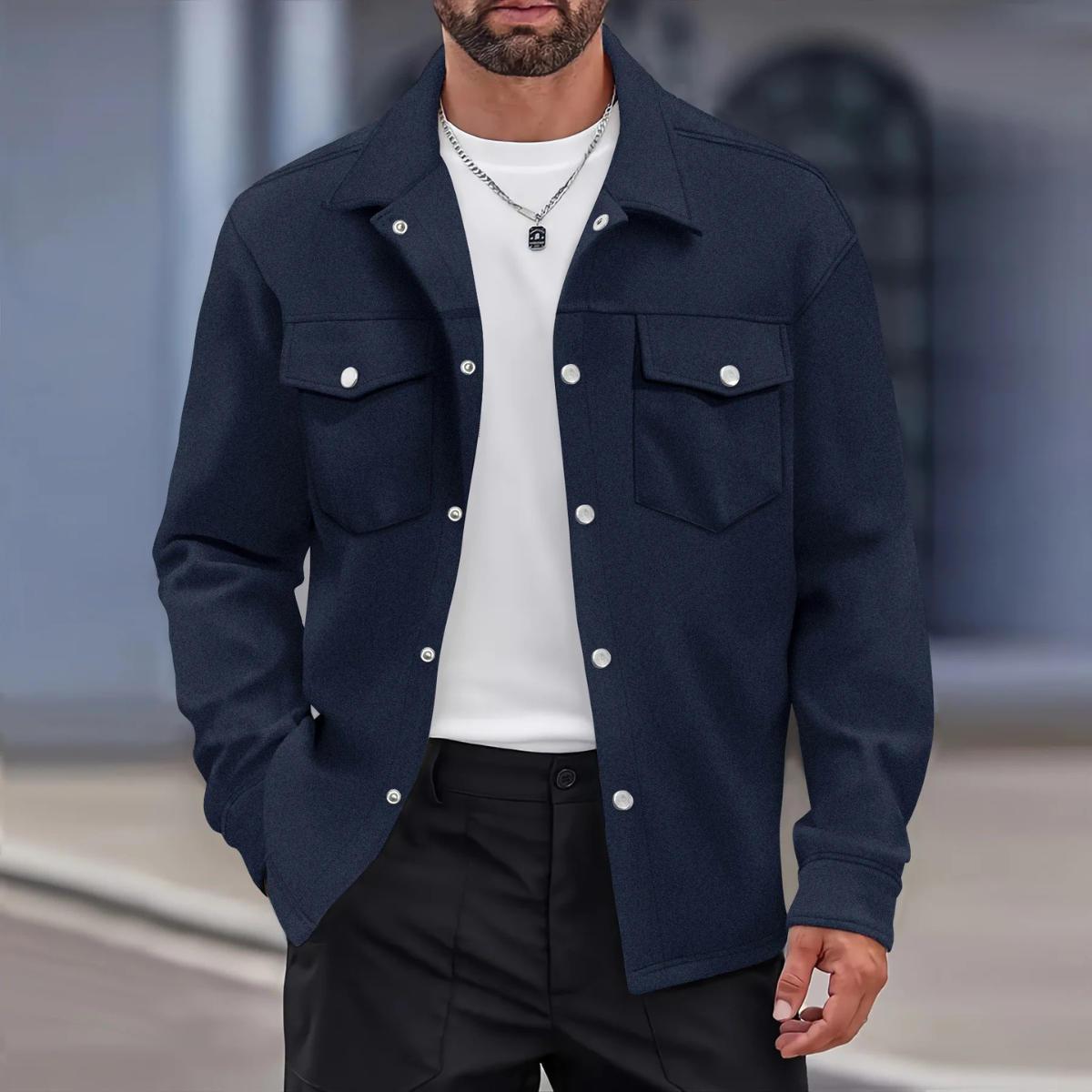 Men’s Button Up Casual Overshirt Jacket