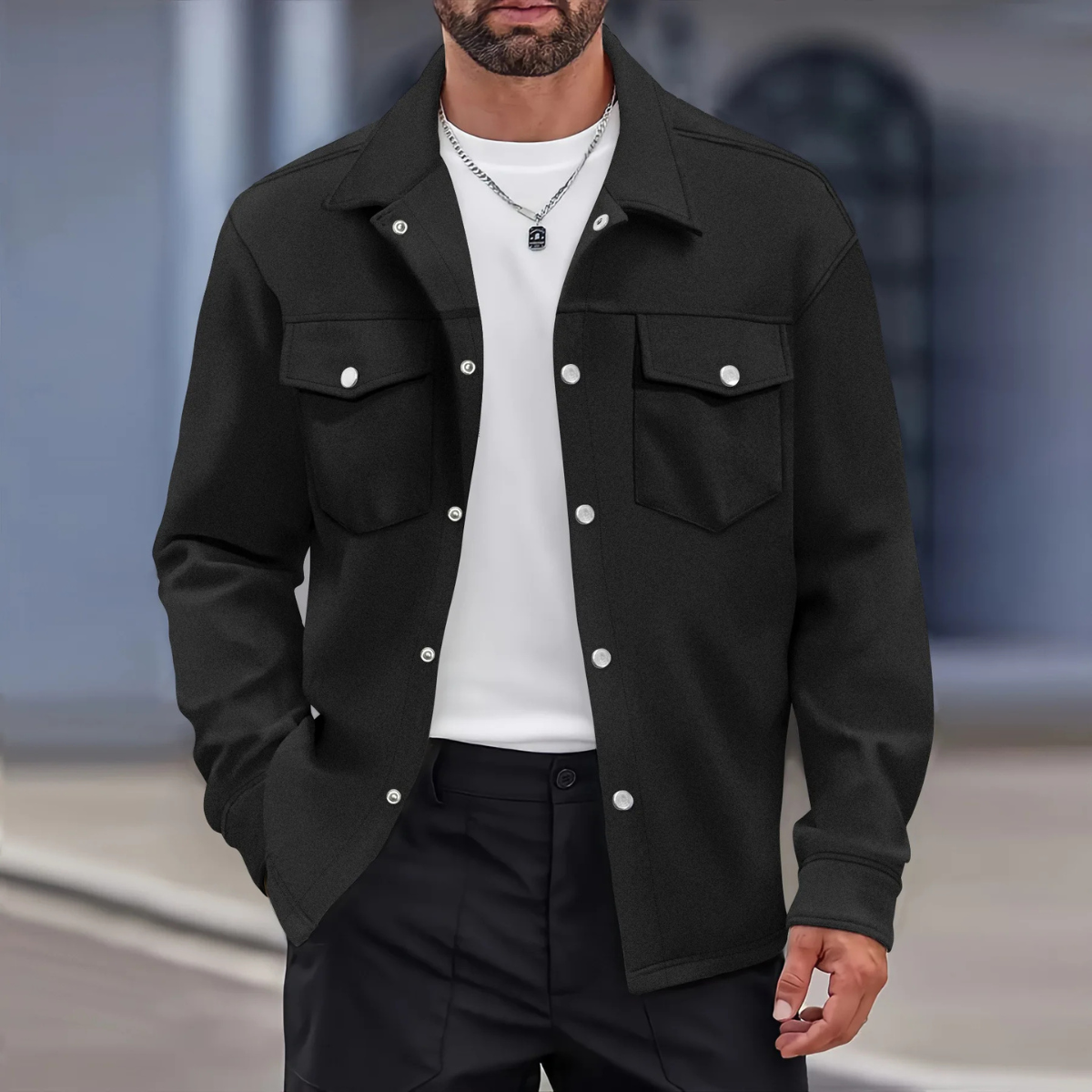 Men’s Button Up Casual Overshirt Jacket