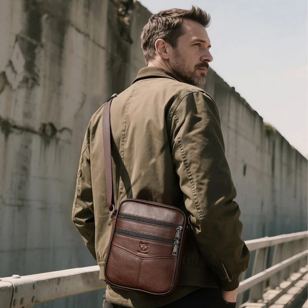 Men’s Casual Leather Crossbody Bag