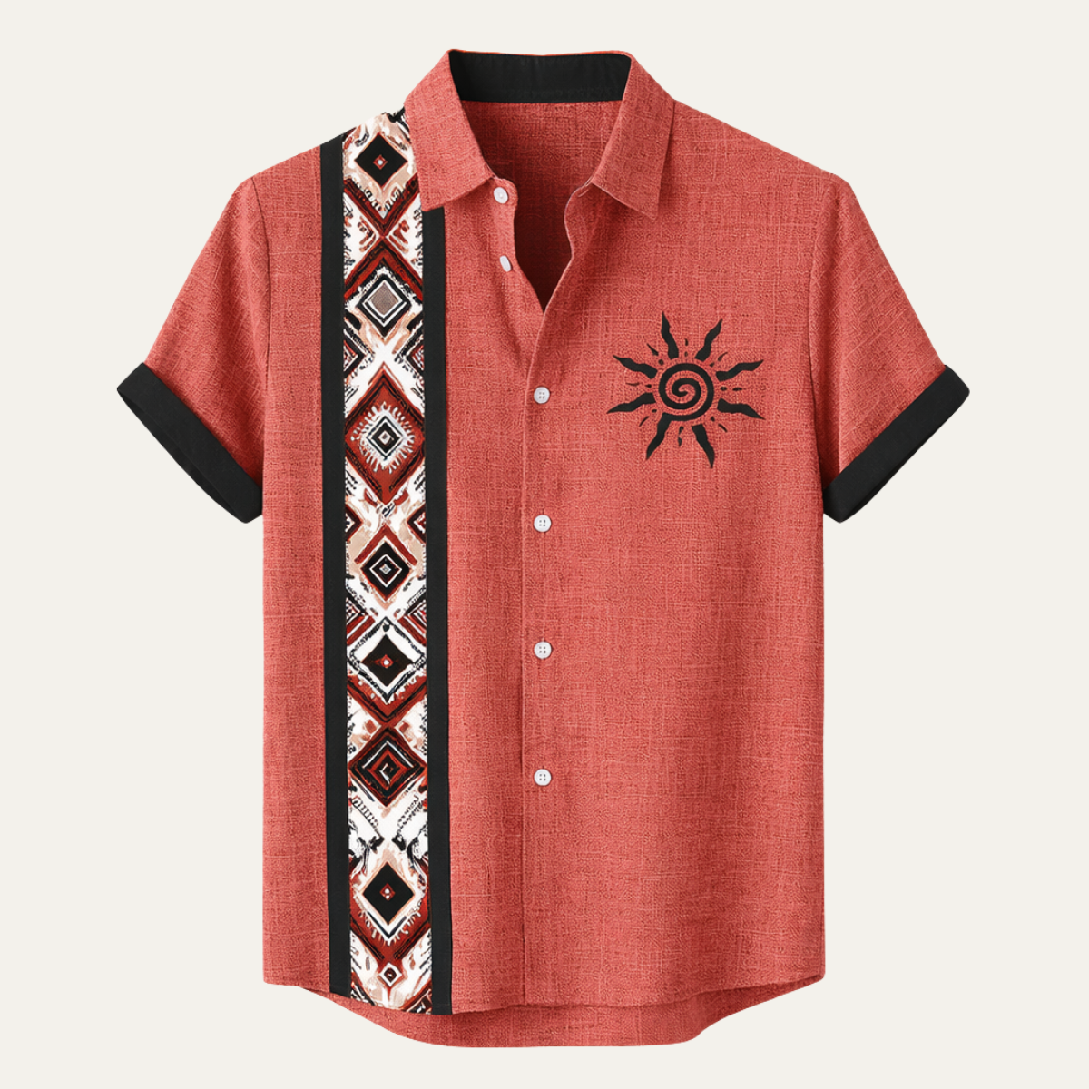 The Brecon Men’s Vintage Patchwork Short Sleeve Linen Shirt