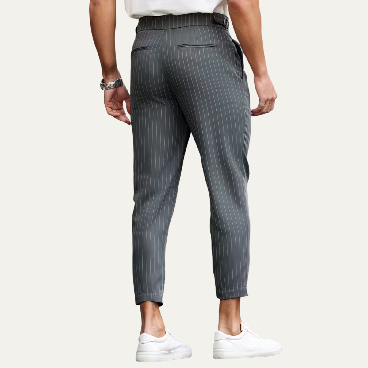 The Cullen Bay Men’s  Slim Fit  Pinstripe Pleated Dress Trousers