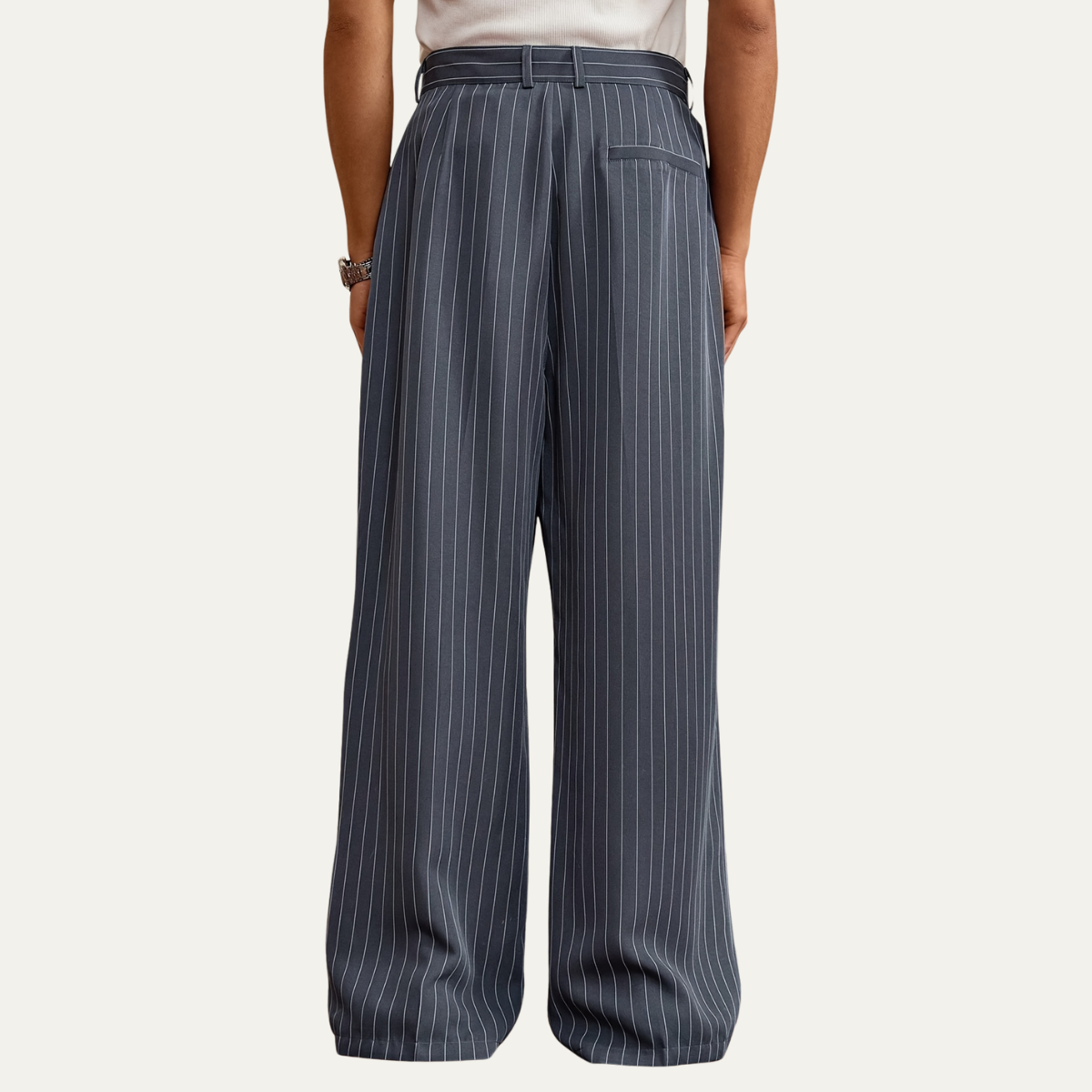 The Ascot Men’s Vintage Wide Leg Pinstripe Dress Trousers