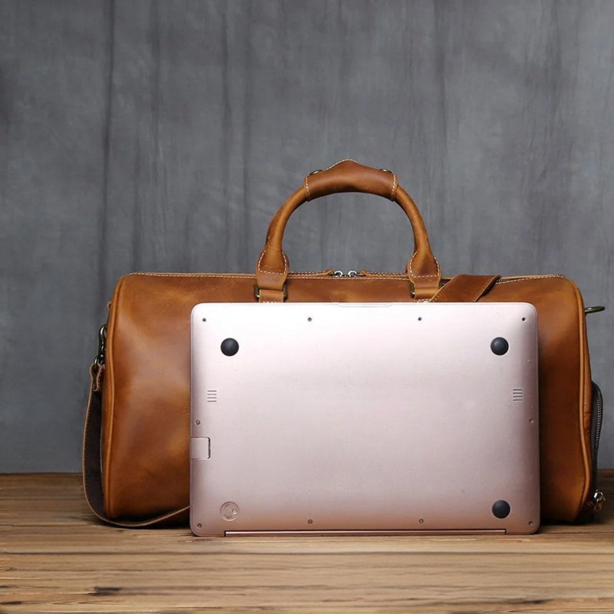 Men’s Vintage Genuine Leather Travel Duffle Bag