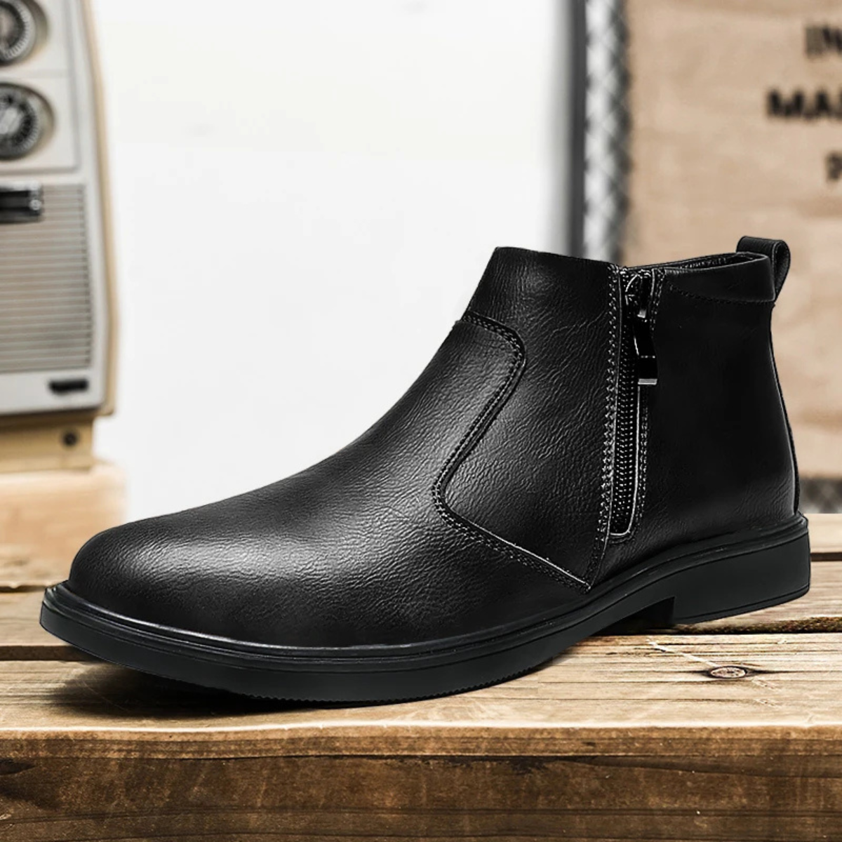 The Copperfield Men’s Casual Side Zip Leather Ankle Boots