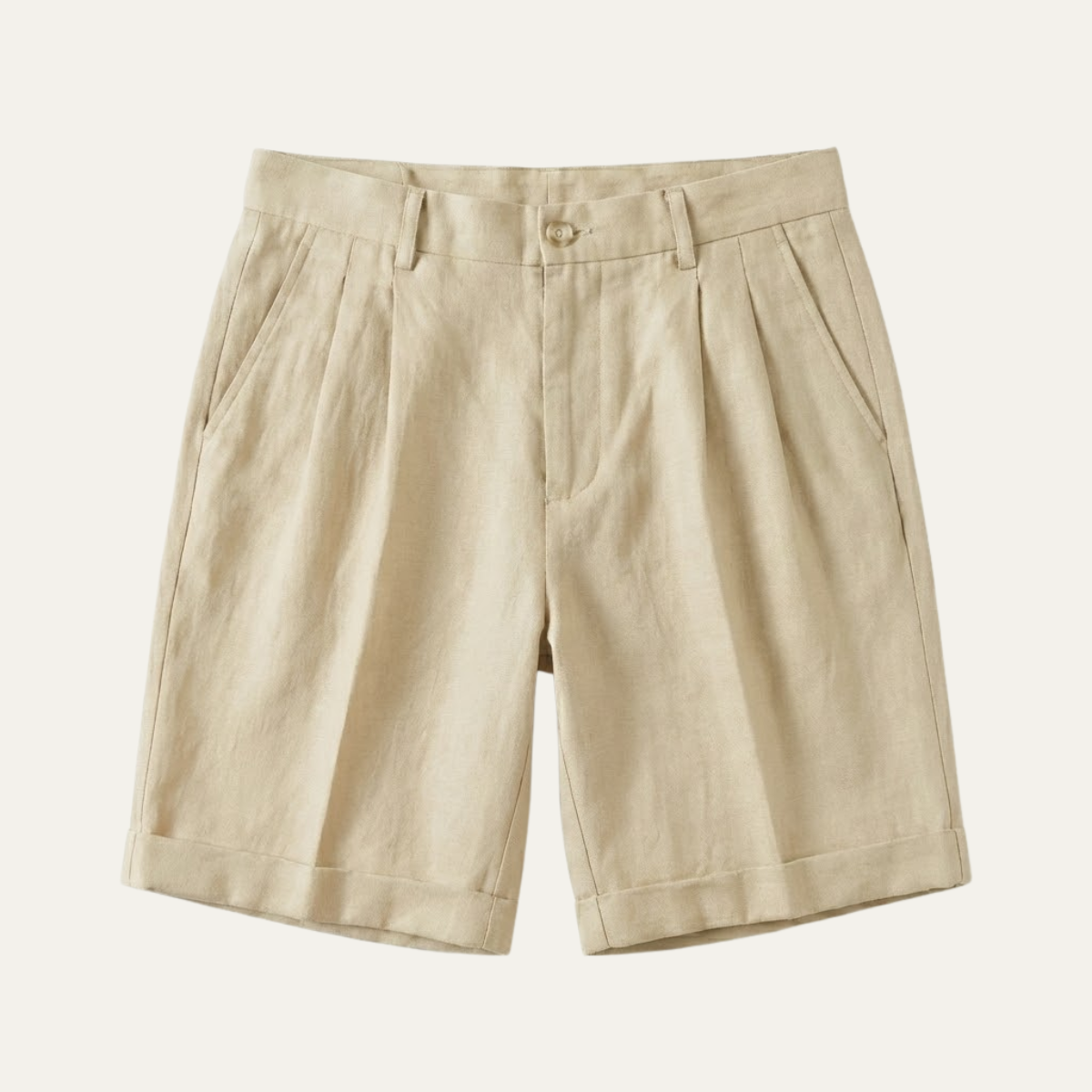 Men’s Linen Casual Shorts – Lightweight Summer Folded Hem Outdoor Shorts
