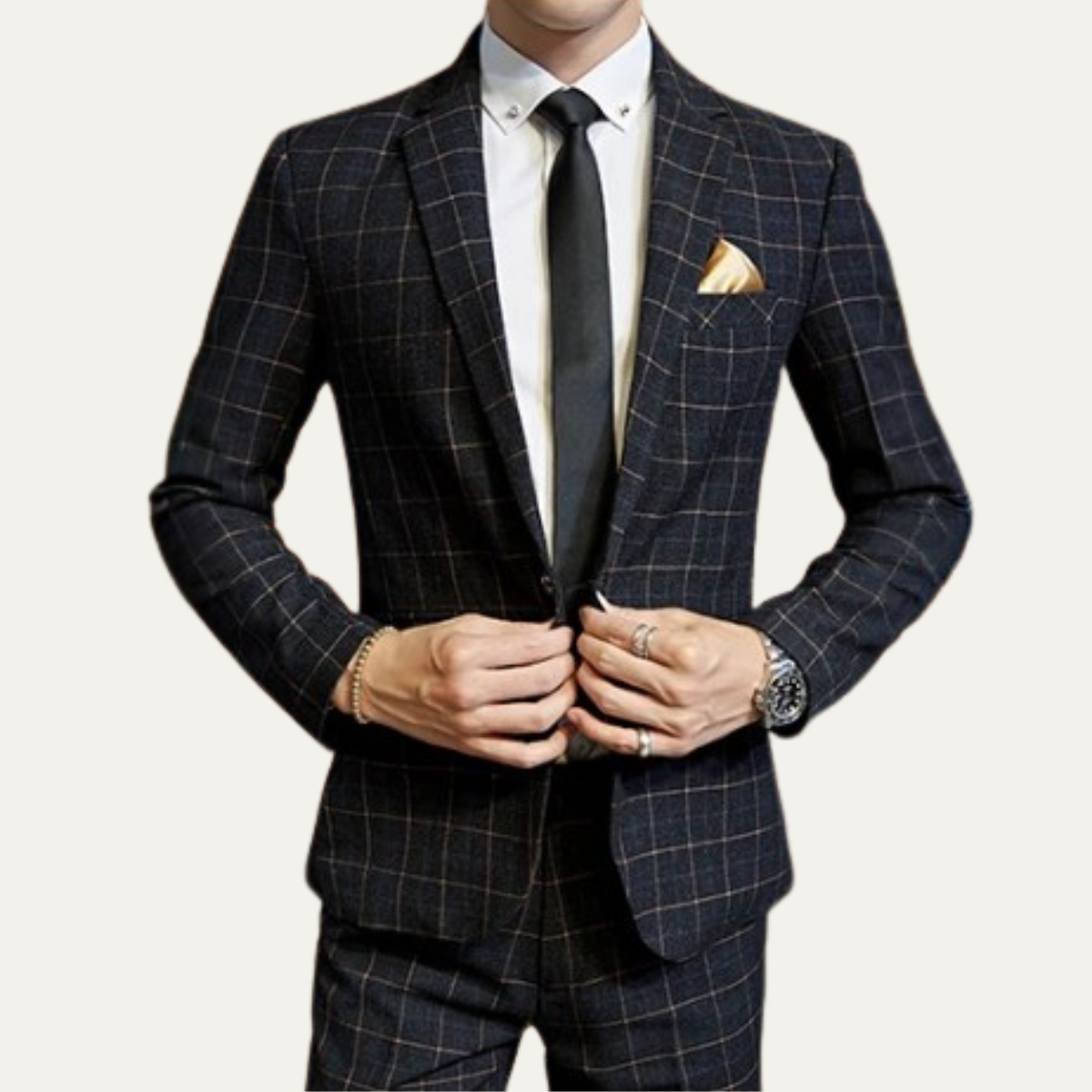 The Padova Men’s Plaid 3 Piece Suit – Slim Fit Blazer Gilet and Trousers