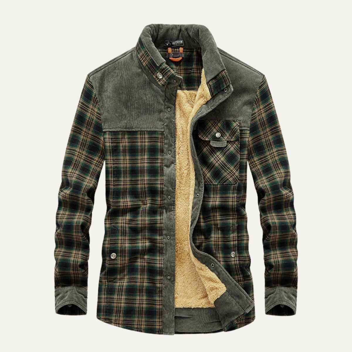 Men’s Fleece Lined Corduroy Plaid Jacket