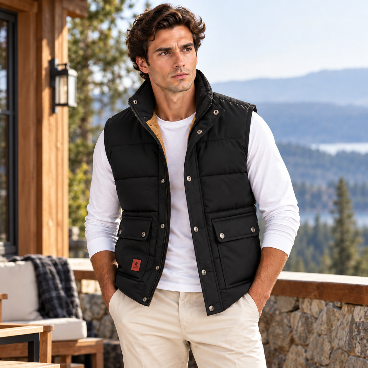 Aspen Men's Modern Fleece-Lined Winter Vest for Warmth