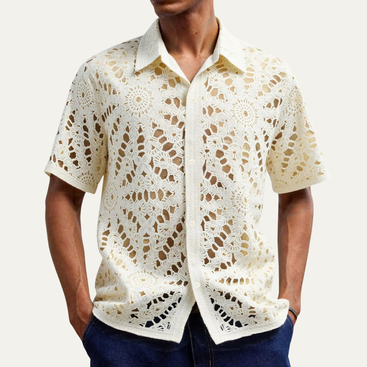 The Castelvetro Men’s Hollow Knit Polo Shirt