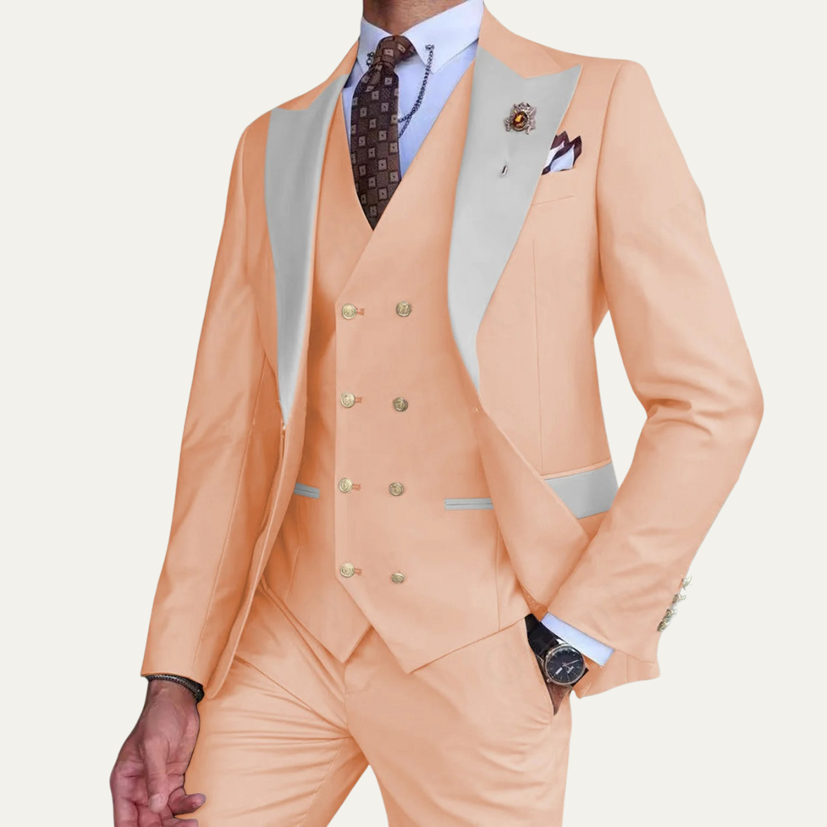 The Mantova Men’s Luxury 3 Piece Suit – Blazer, Waistcoat and Trousers Formal Suit
