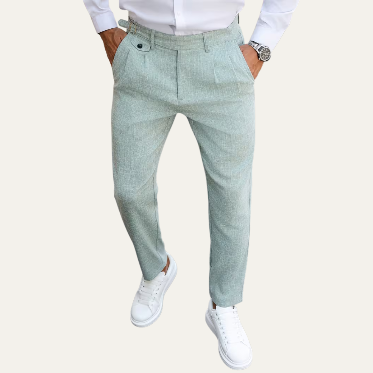 The Brisbane Men’s Tailored Casual Dress Trousers with Pleated Details