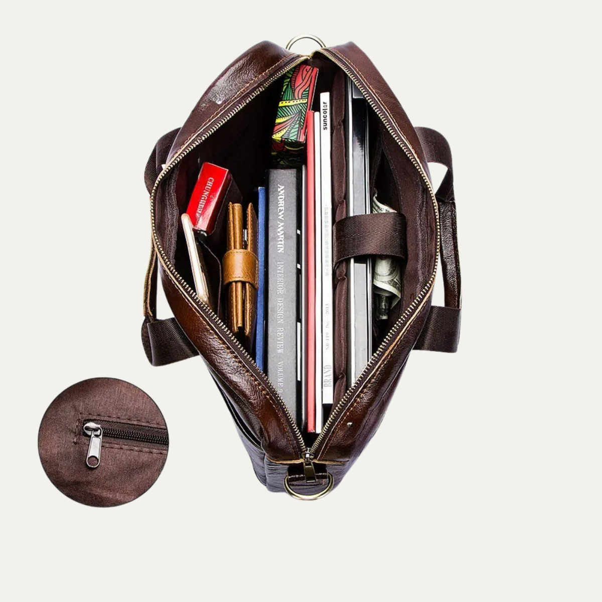 Men’s Business Shoulder Leather Bag – Dark Brown