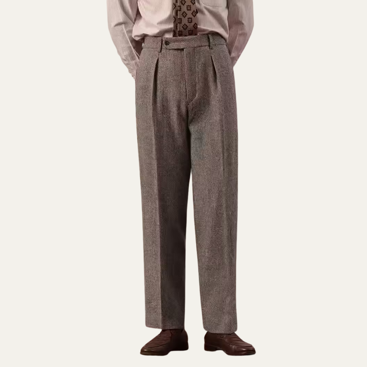 The Red Hill Men’s High Waisted Houndstooth Pleated Dress Trousers