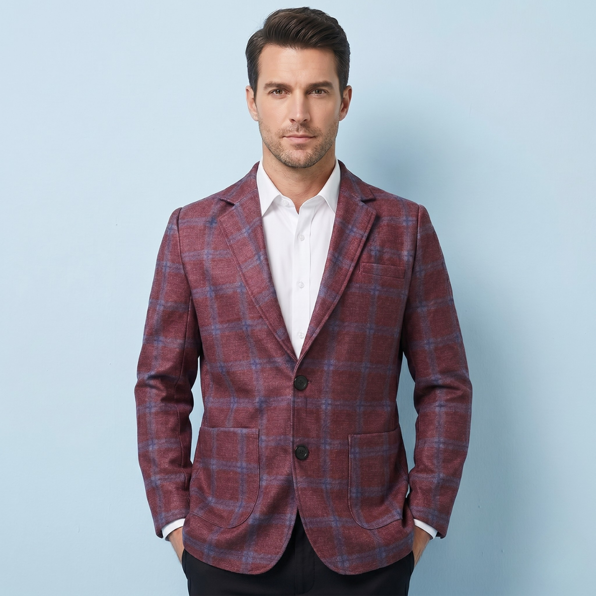 The Willoughby Men’s Classic Tailored Fit Suit Plaid Blazer