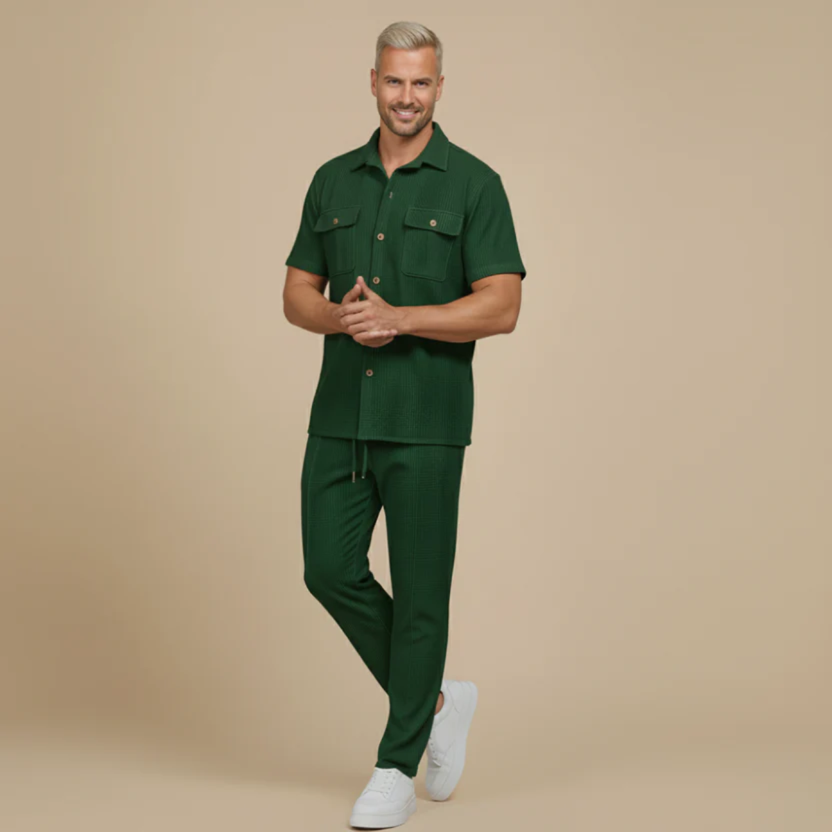 The Savigliano Men's Short Sleeve Shirt and Trousers Set