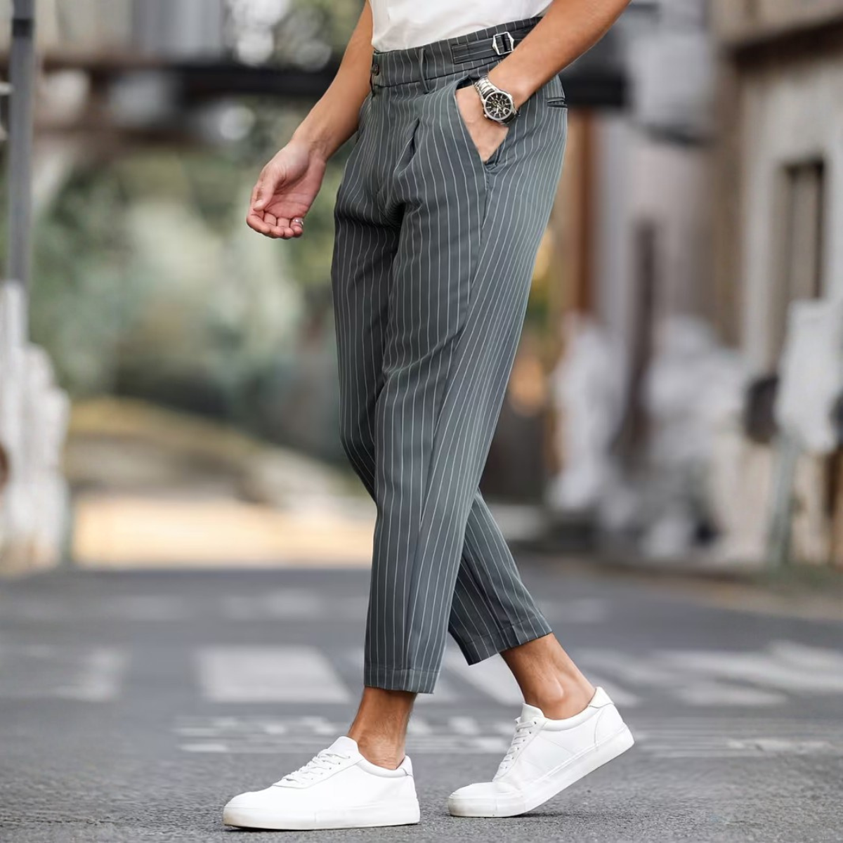 The Siena Men’s Casual Slim Fit Trousers with Pleats