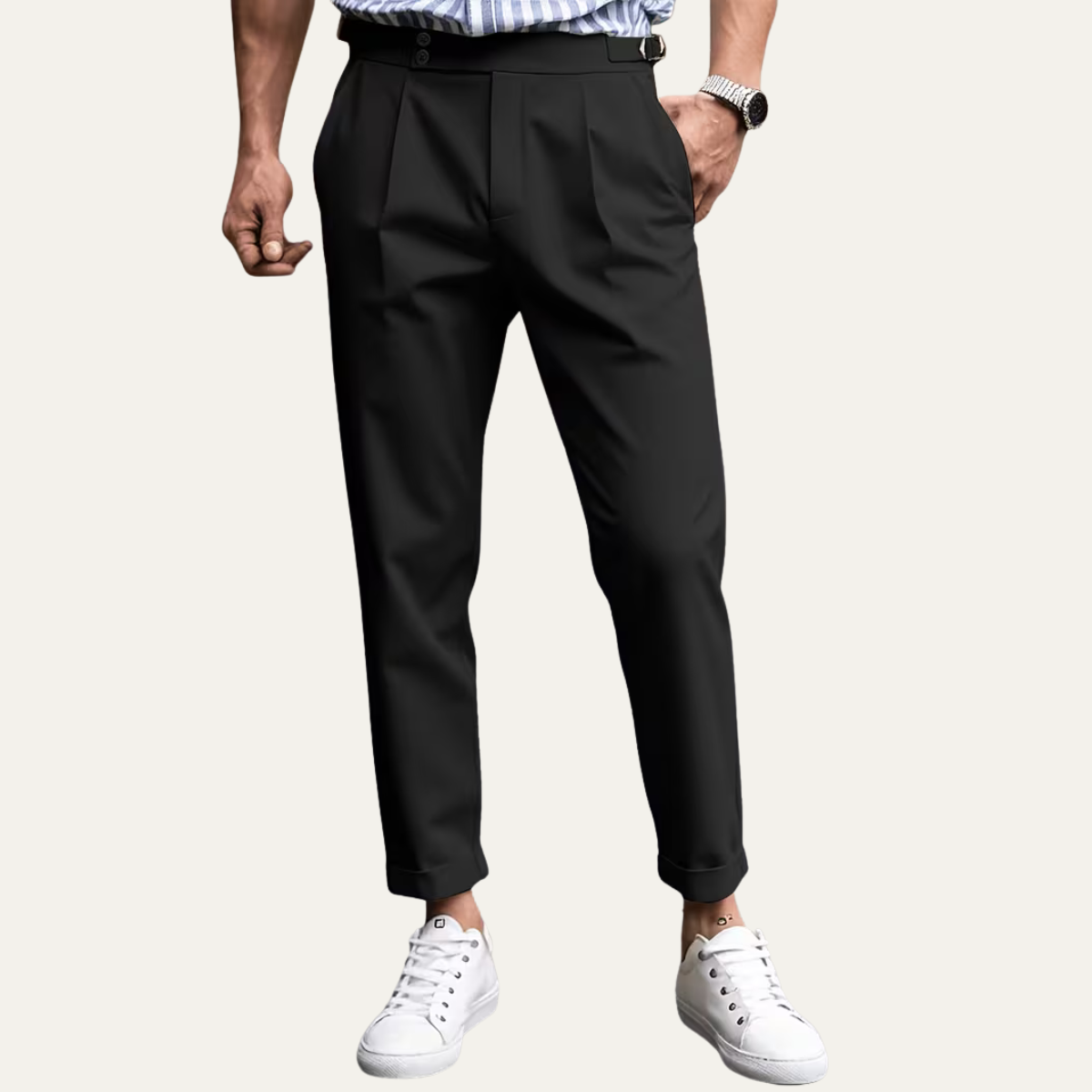The Dromana Men’s Tailored Smart Slim Fit Pleated Dress Trousers