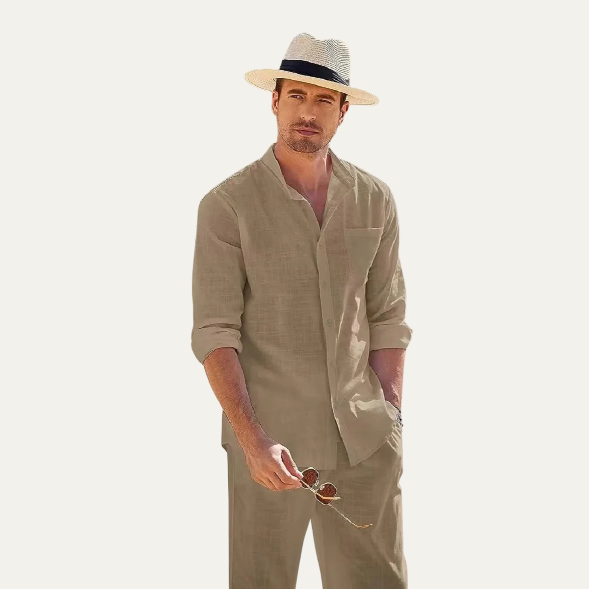 The Monferrato Men’s Linen Shirt and Trousers Set – Casual Two Piece Outfit