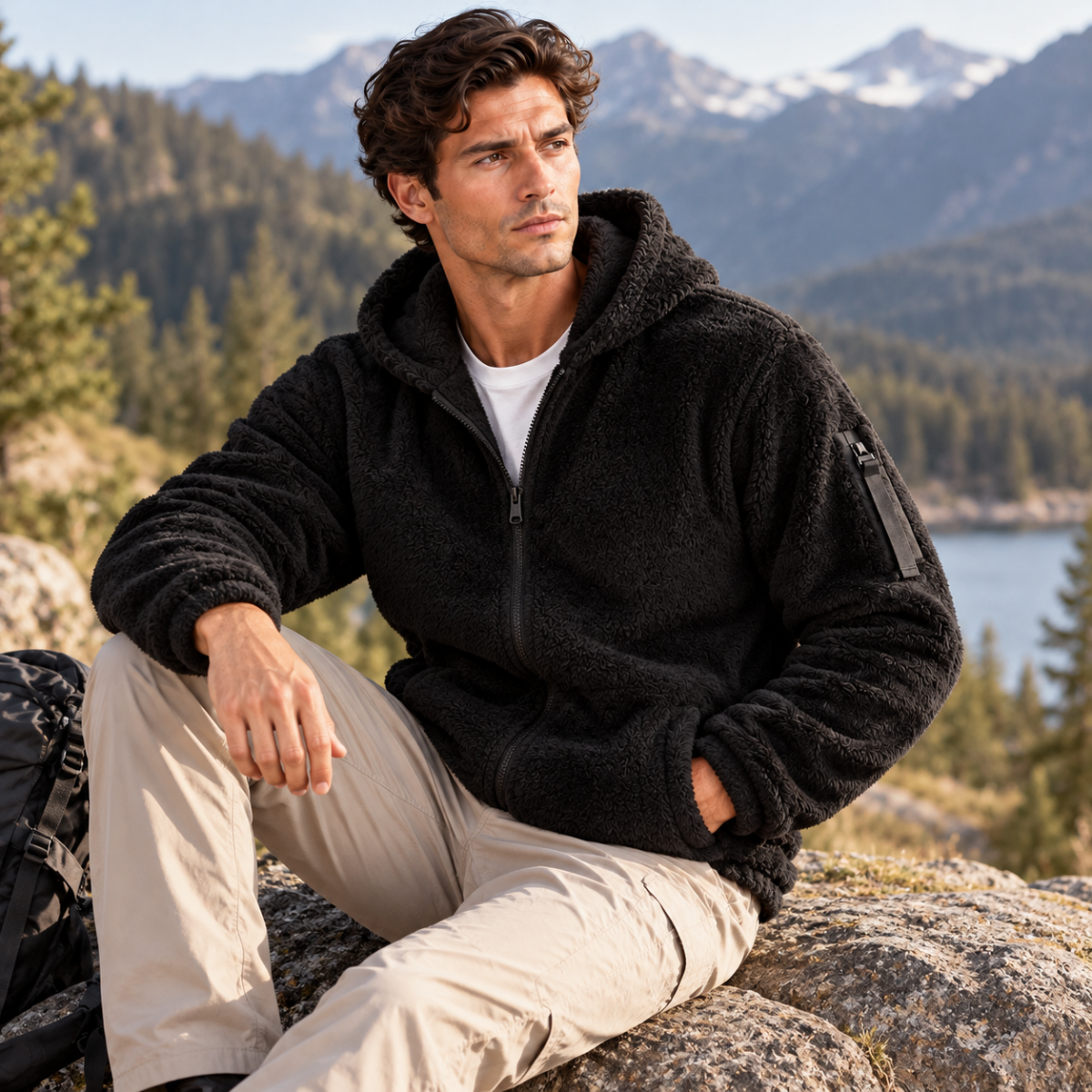 Brixton Men's Soft Velvet Fleece Hoodie Jacket