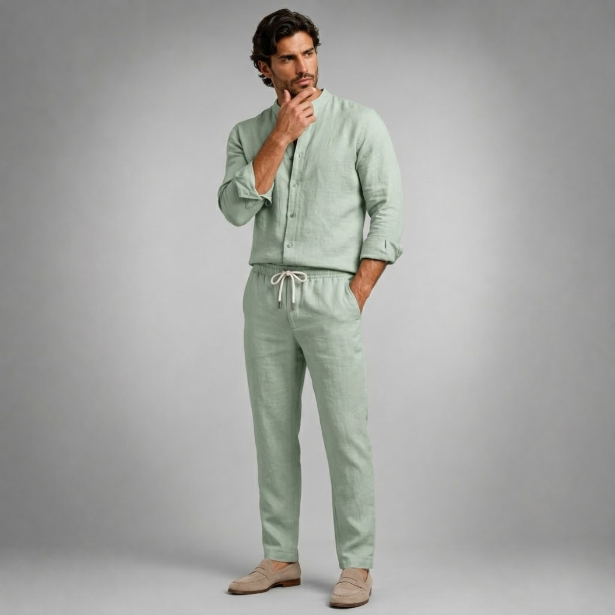 The Barolo Men’s Linen Shirt and Trousers Set – Trendy Two Piece Outfit