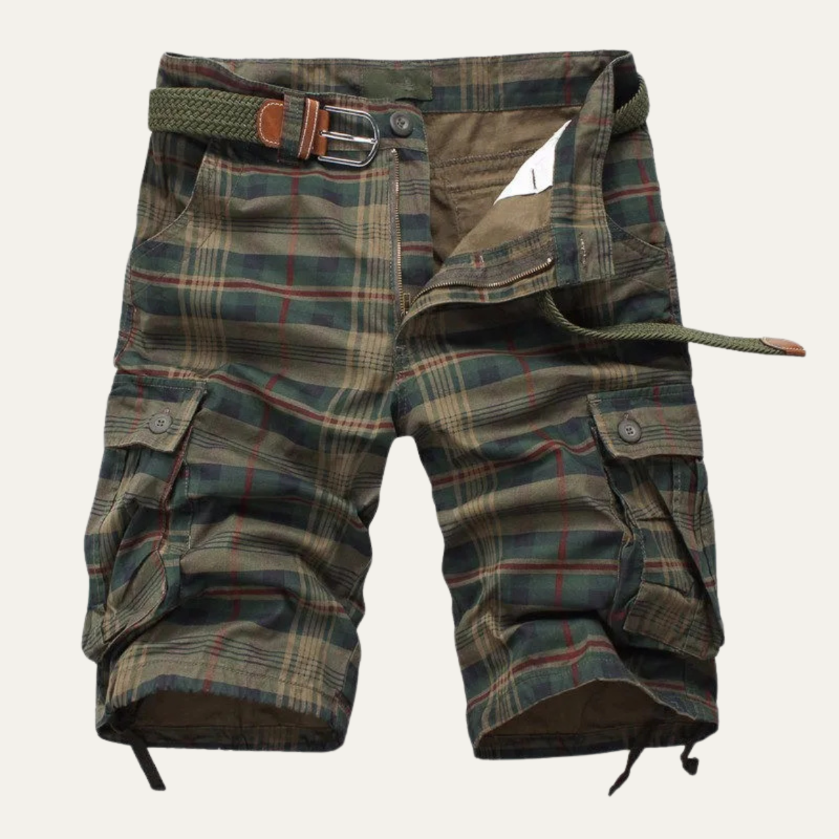 The Sirmione Men’s Relaxed Fit Multi Pocket Casual Plaid Cargo Shorts