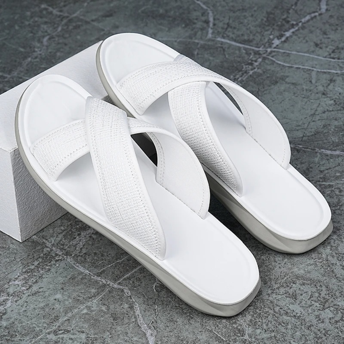 The Baveno Men’s  Open Toe Slip On Summer Slide Sandals
