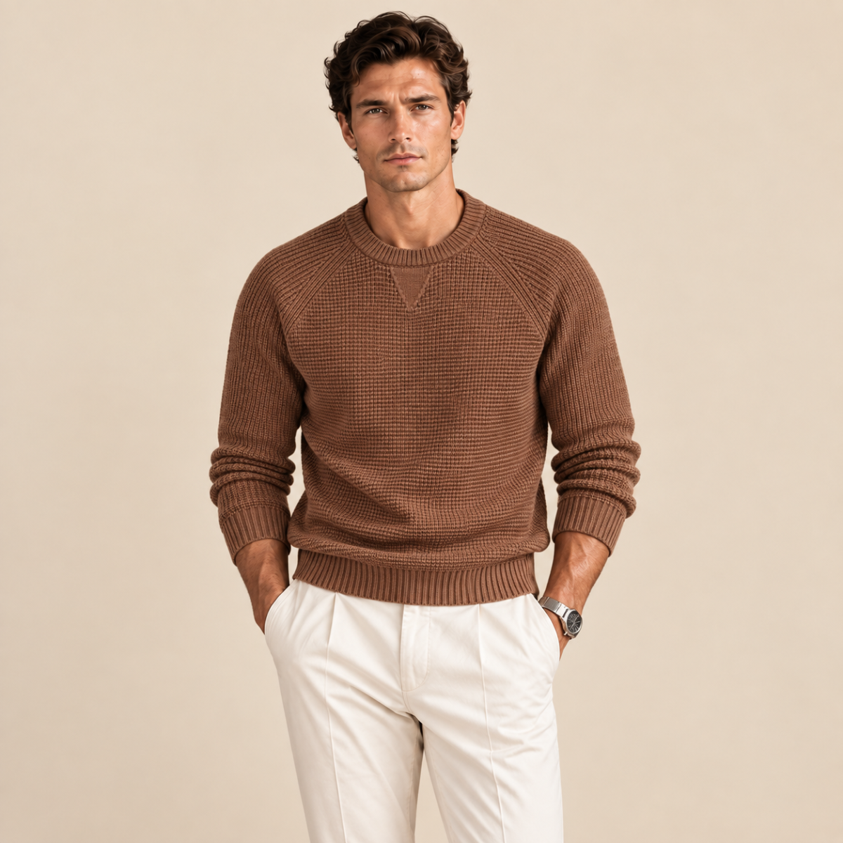 Men's Comfortable Knitted Cotton Jumper