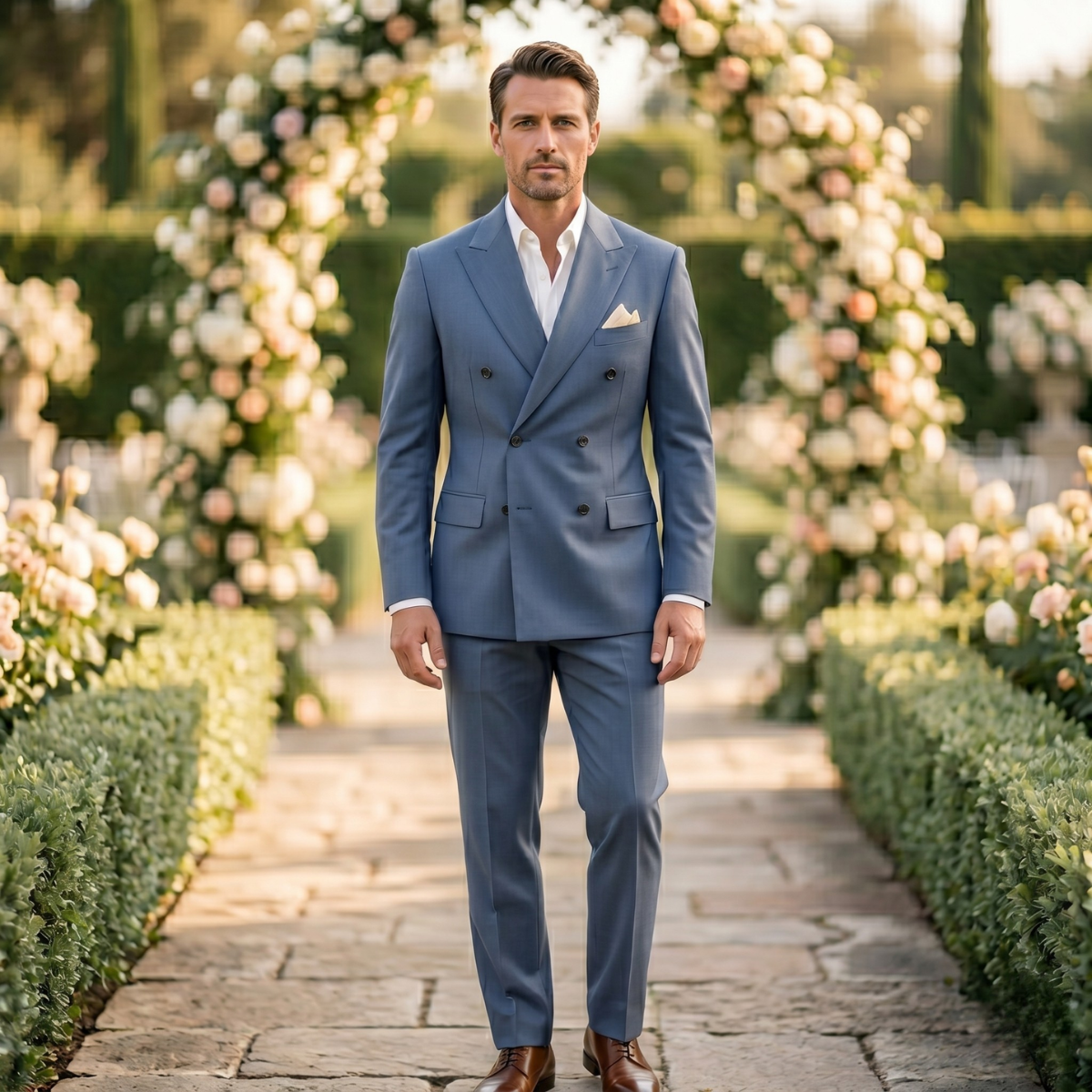 The Trento Men’s Double Breasted Suit – Classic Formal Jacket and Trousers Set