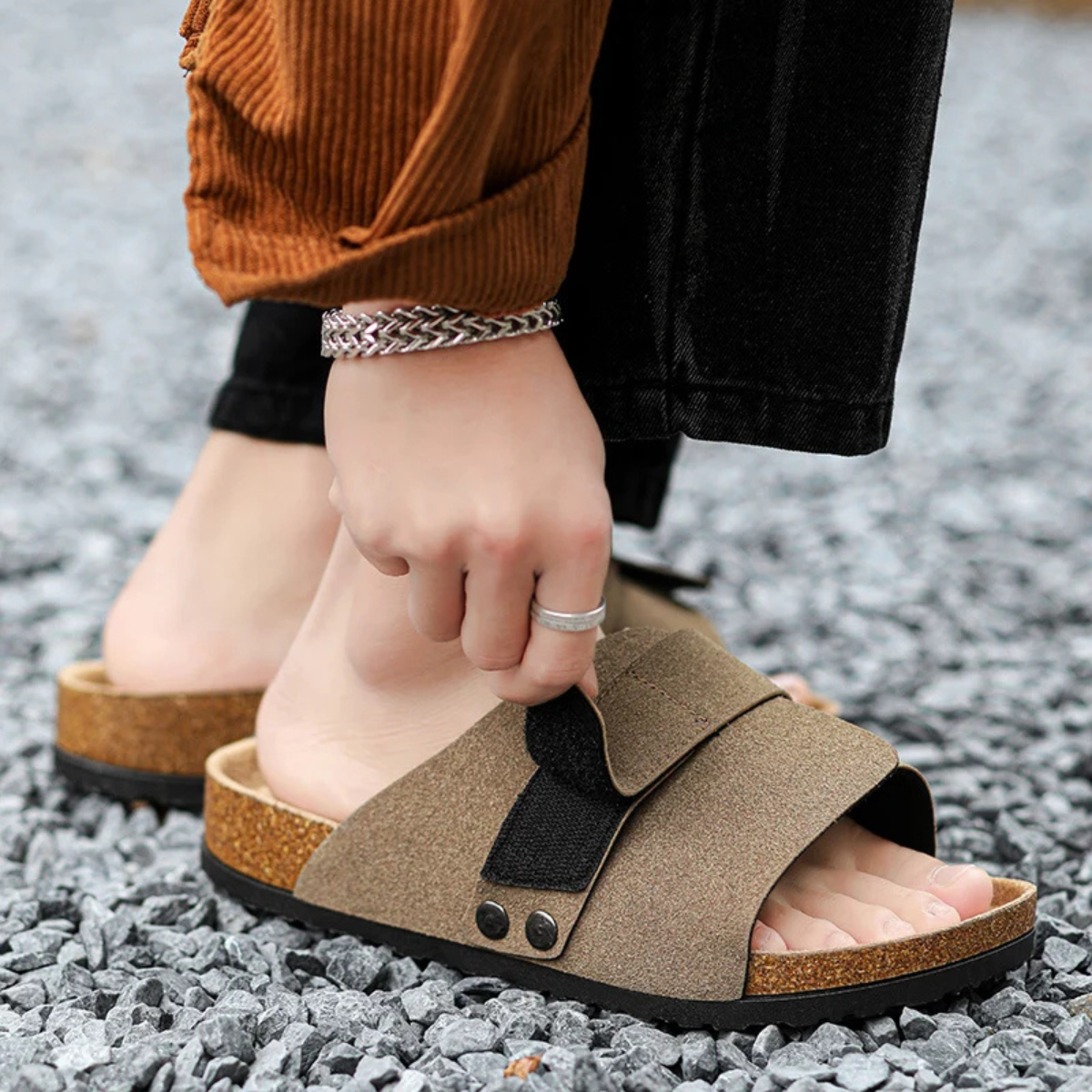 The Winchester Men’s Double Strap Slide Sandals