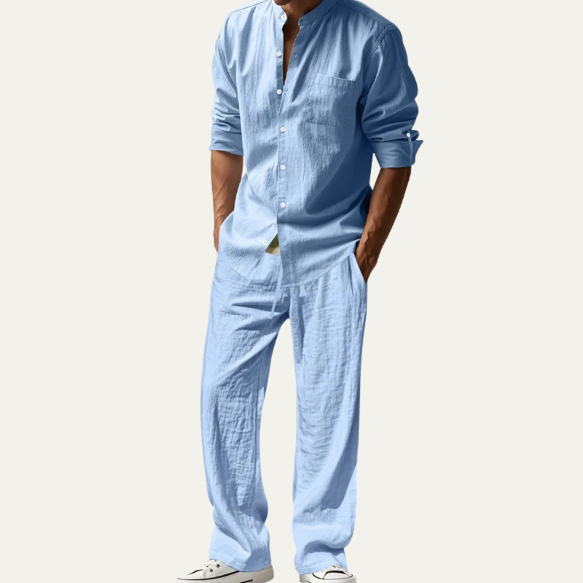 The Belleville Men’s Relaxed Fit Summer Linen Shirt & Trousers Set