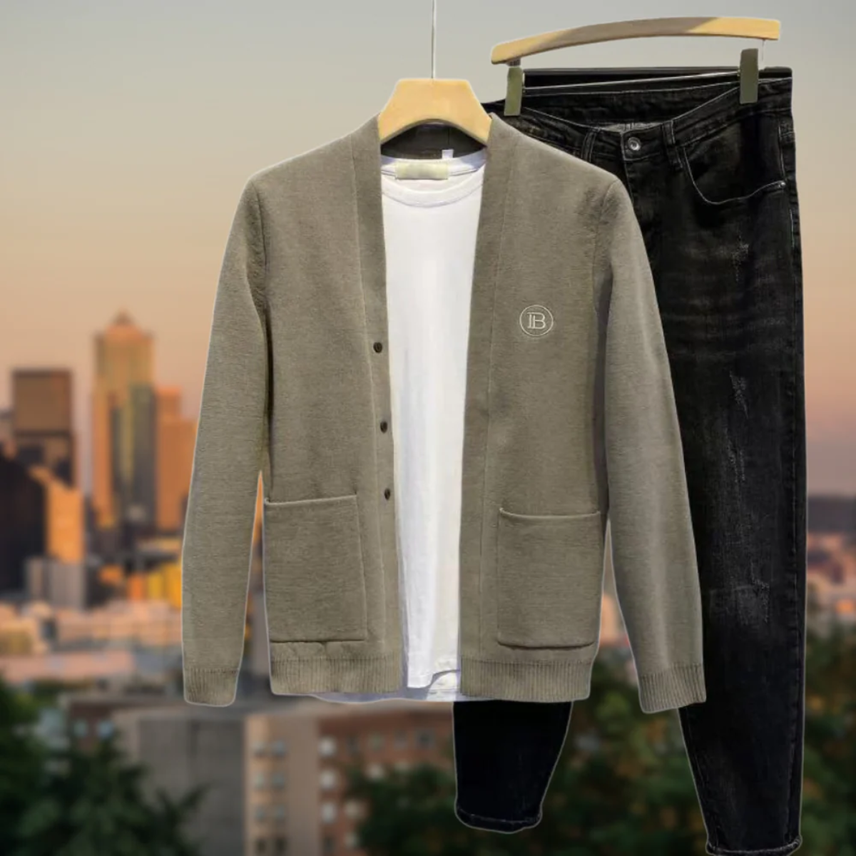 Men's Knitted Cardigan with Zipper