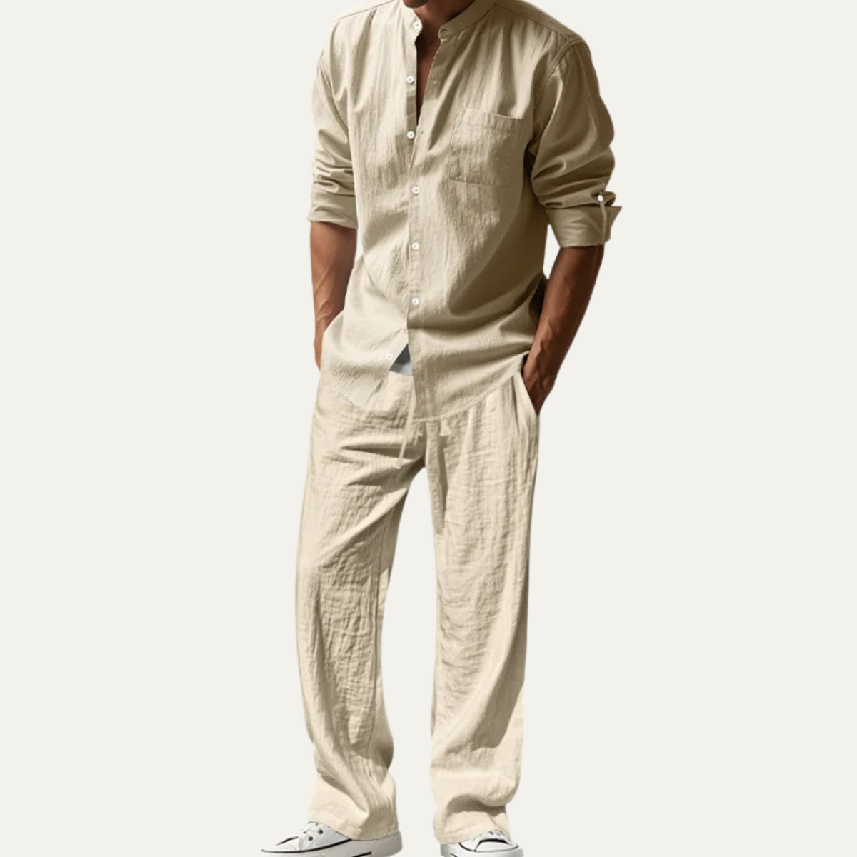 The Belleville Men’s Relaxed Fit Summer Linen Shirt & Trousers Set