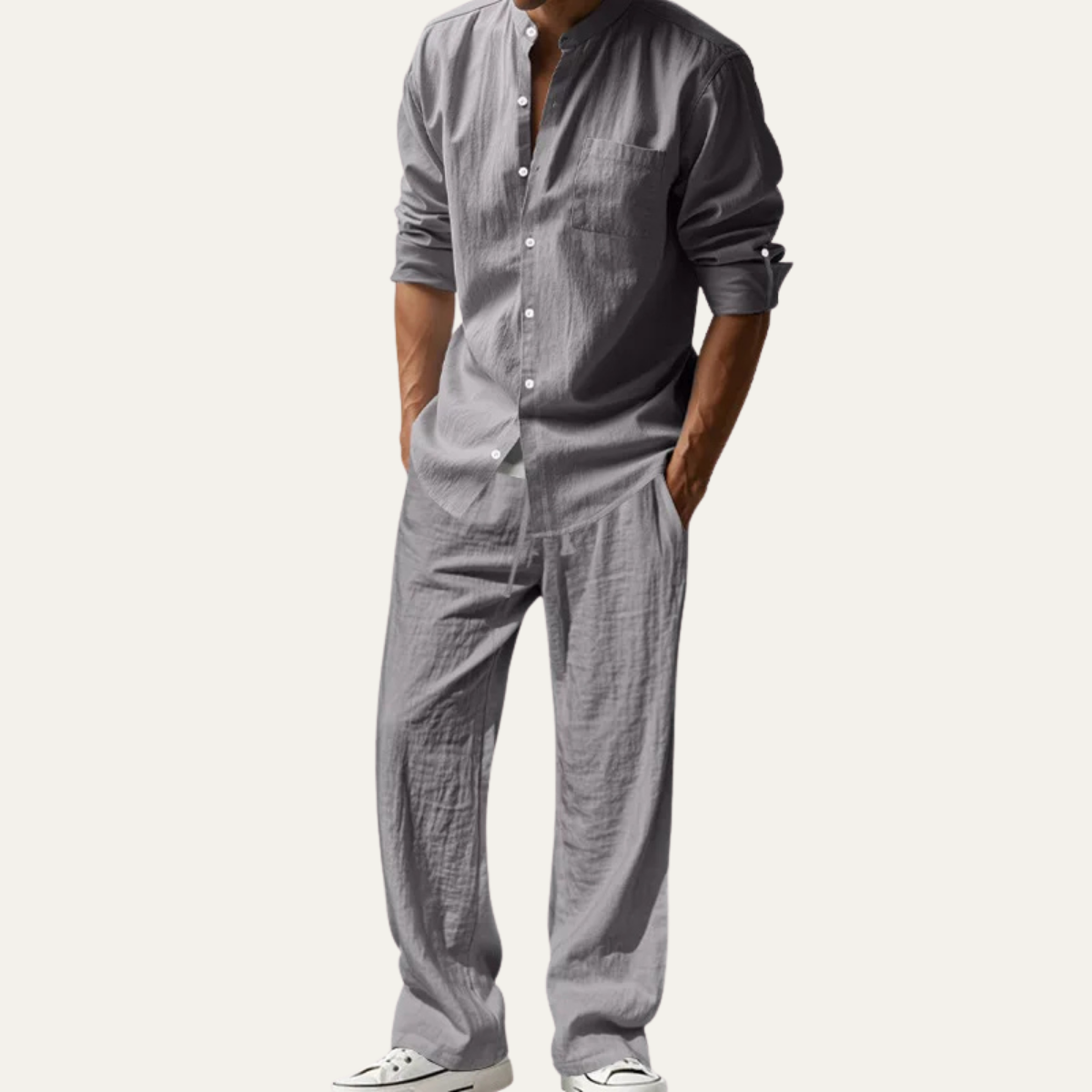 The Belleville Men’s Relaxed Fit Summer Linen Shirt & Trousers Set