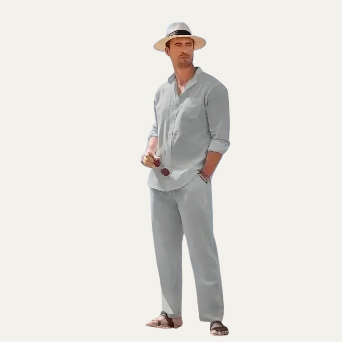 The Monferrato Men’s Linen Shirt and Trousers Set – Casual Two Piece Outfit