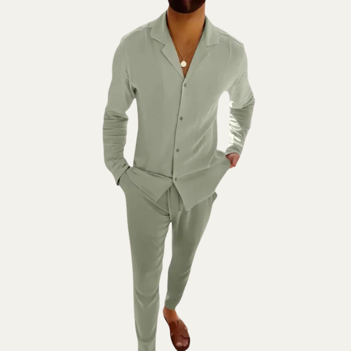 The Trento Men’s Smart Casual Outfit - Shirt & Trousers Co Ord Set