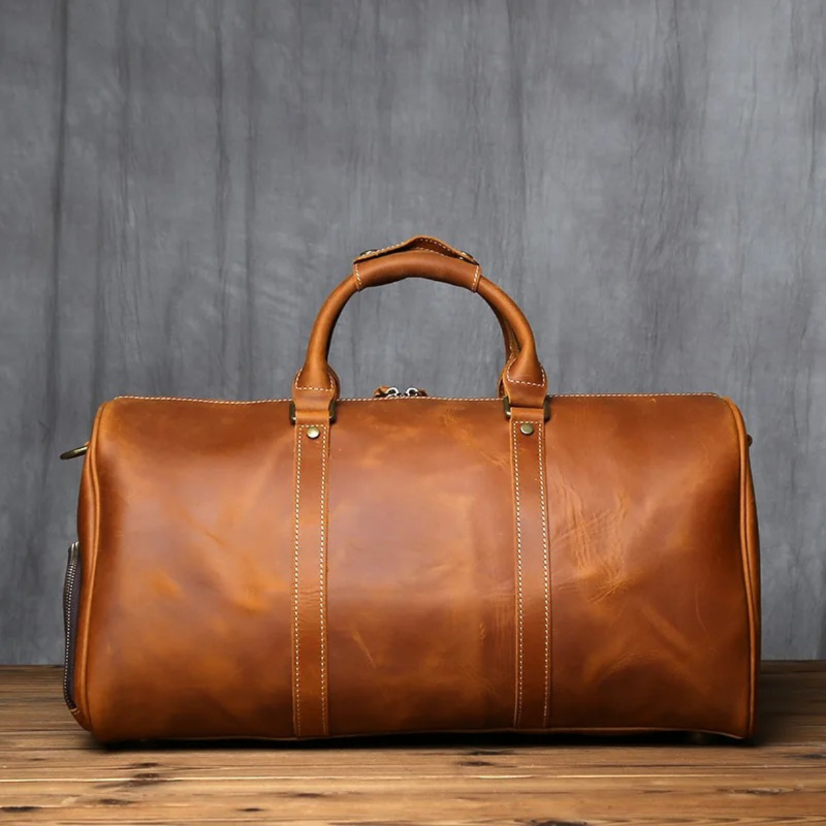 Men’s Vintage Genuine Leather Travel Duffle Bag