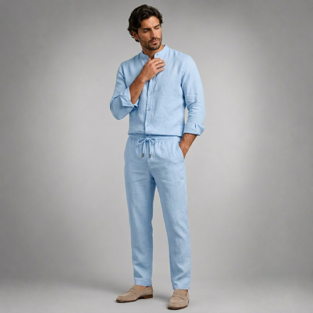 The Barolo Men’s Linen Shirt and Trousers Set – Trendy Two Piece Outfit