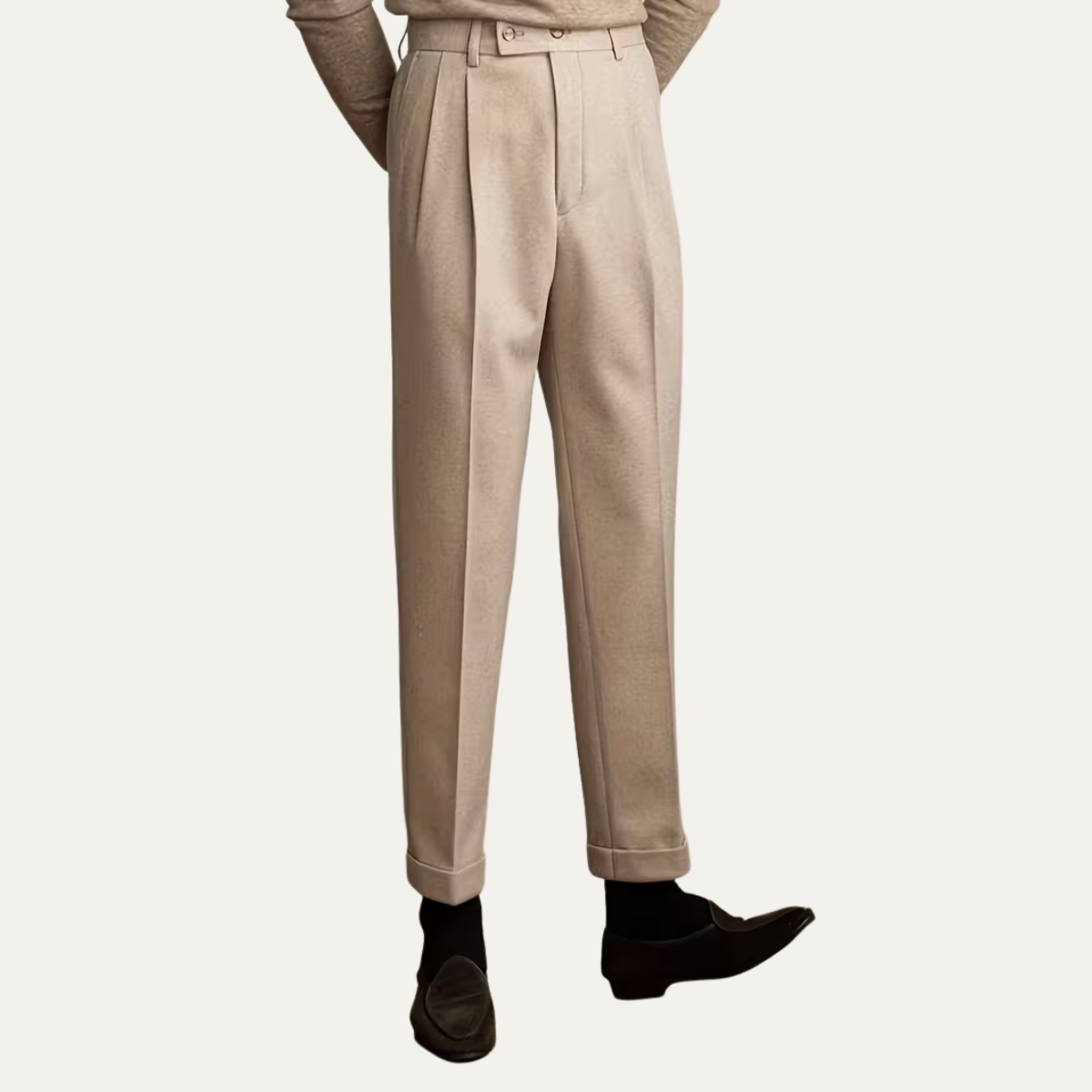 The Gold Coast Men’s High Waisted Pleated Straight Leg Dress Trousers