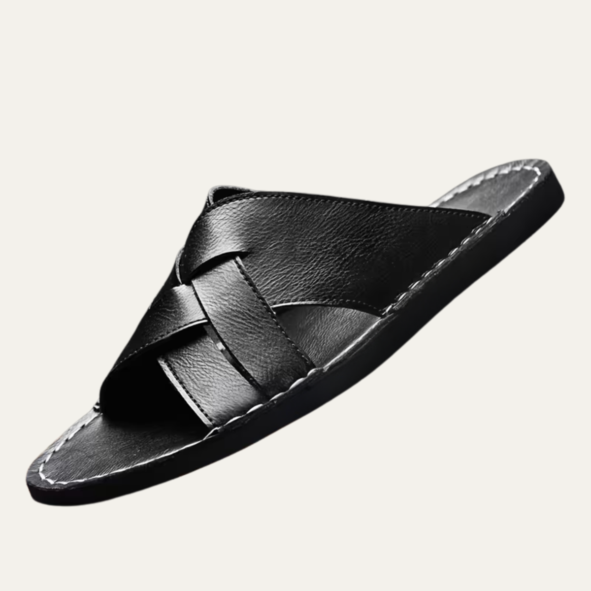 The Ravello Men’s Casual Leather Look Slip On Slide Sandals