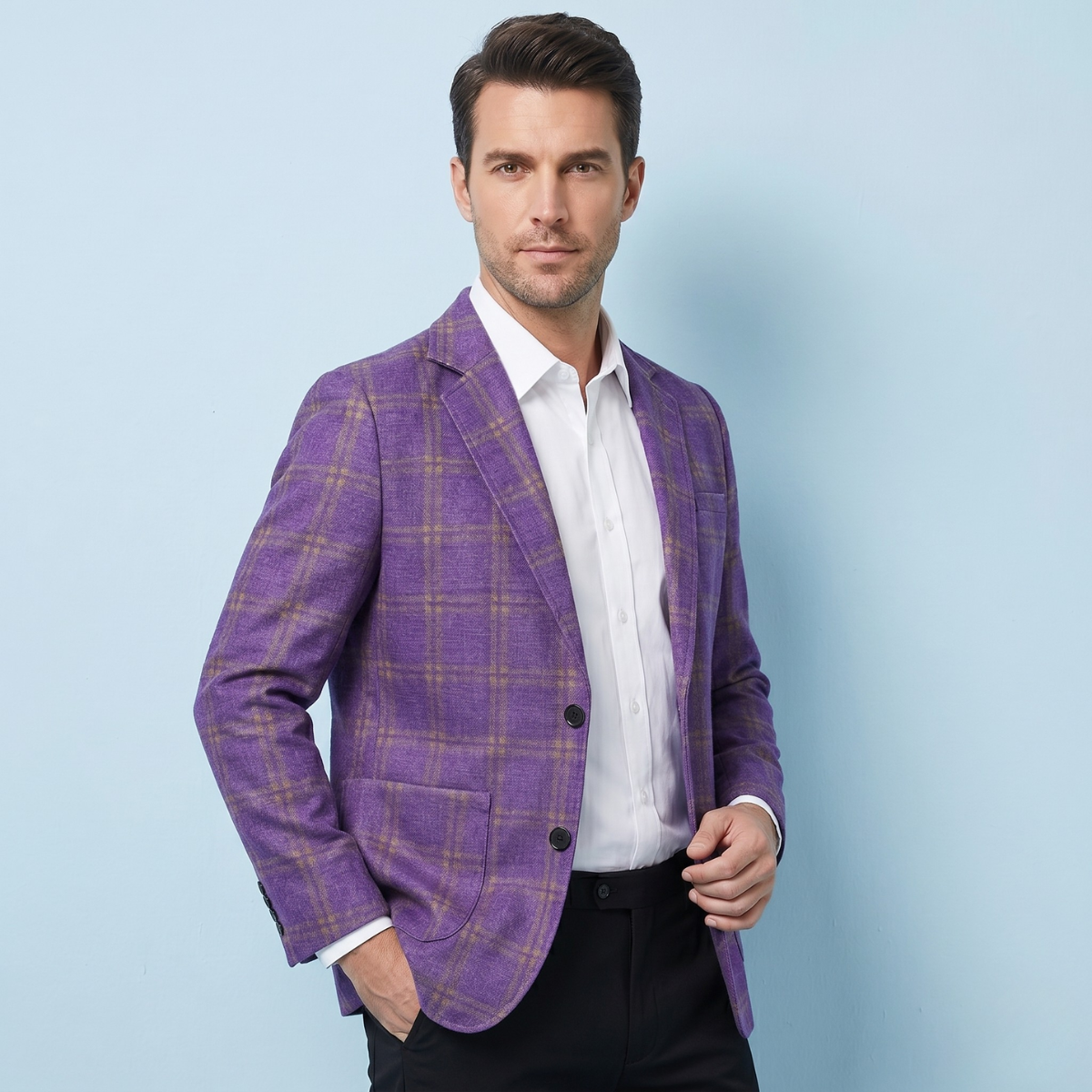 The Willoughby Men’s Classic Tailored Fit Suit Plaid Blazer